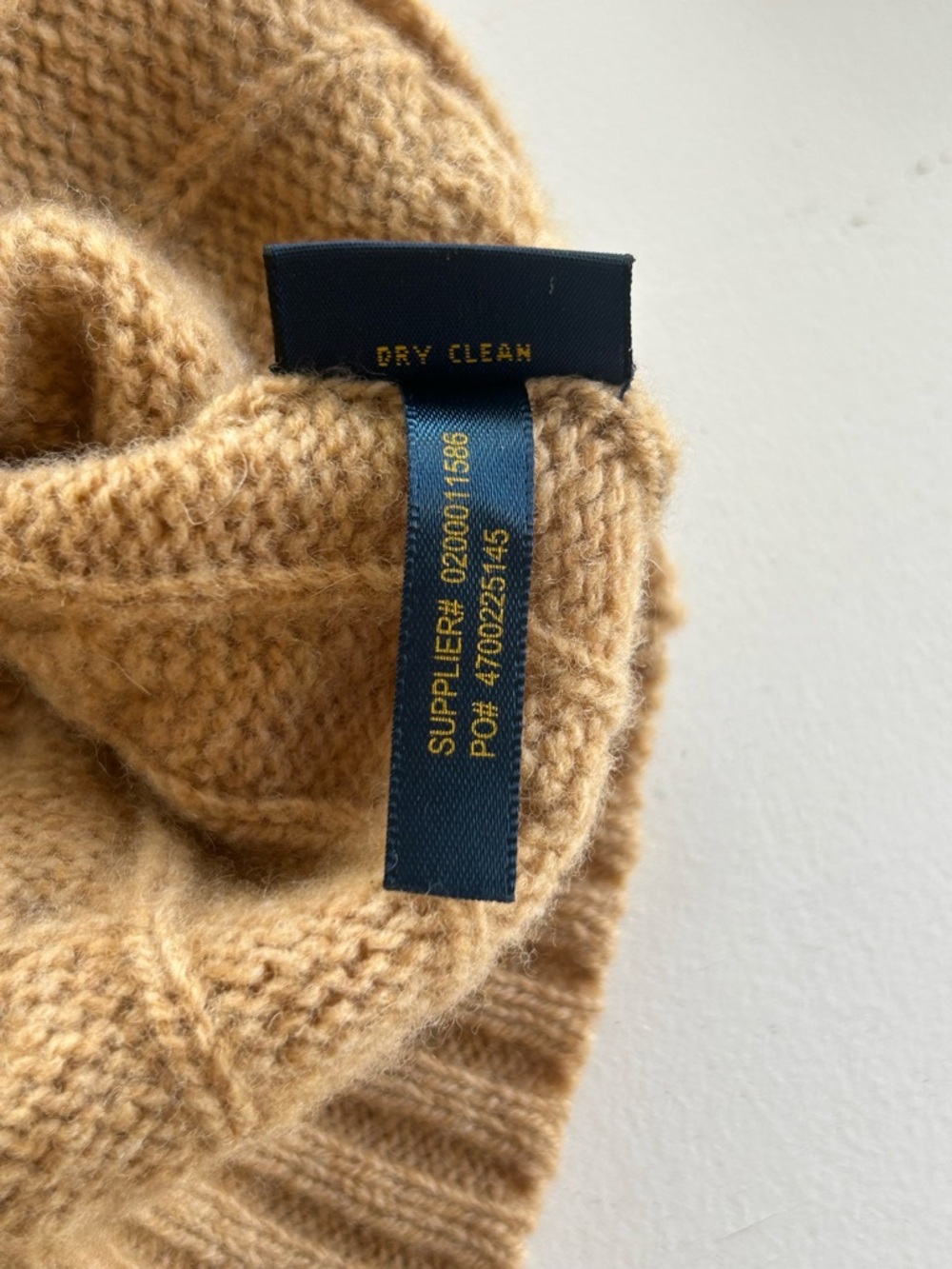 Polo Ralph Lauren Cable Knit Sweater Merino Wool Cashmere Tan Women Medium - Picture 14 of 16